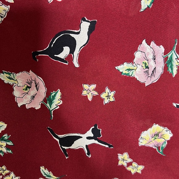 Sz 16 MaxMara Floral Kitten Novelty Print Silk Pants with pockets - Picture 2 of 8